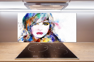 Glazen achterwand keuken Vrouwengezicht