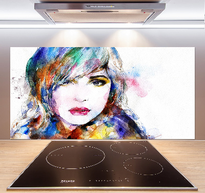 Glazen achterwand keuken Vrouwengezicht
