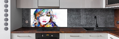Glazen achterwand keuken Vrouwengezicht