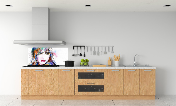 Glazen achterwand keuken Vrouwengezicht
