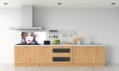 Glazen achterwand keuken Vrouwengezicht