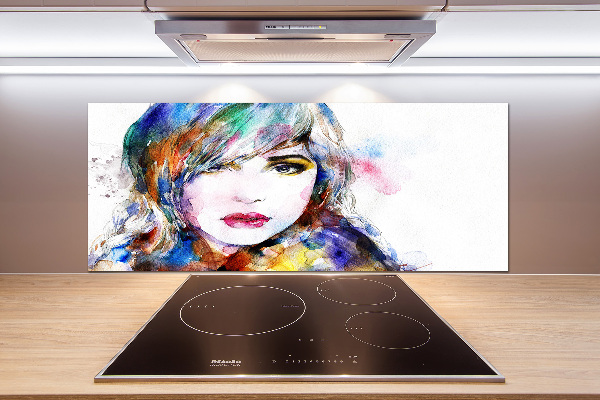 Glazen achterwand keuken Vrouwengezicht