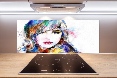 Glazen achterwand keuken Vrouwengezicht