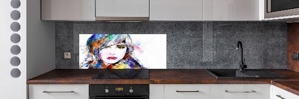 Glazen achterwand keuken Vrouwengezicht
