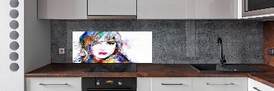 Glazen achterwand keuken Vrouwengezicht