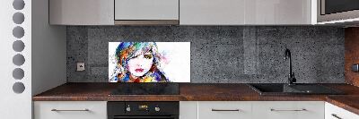 Glazen achterwand keuken Vrouwengezicht