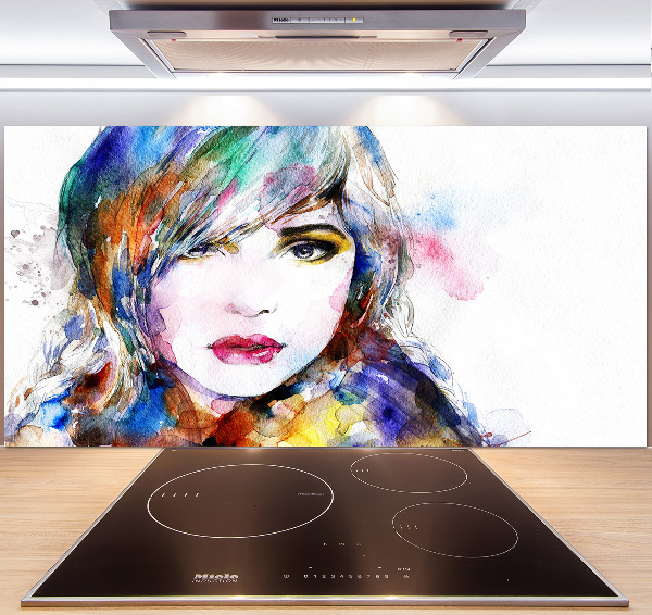 Glazen achterwand keuken Vrouwengezicht
