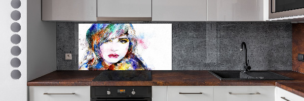 Glazen achterwand keuken Vrouwengezicht