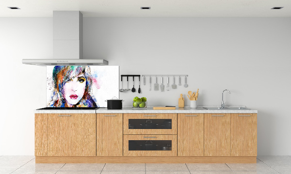 Glazen achterwand keuken Vrouwengezicht