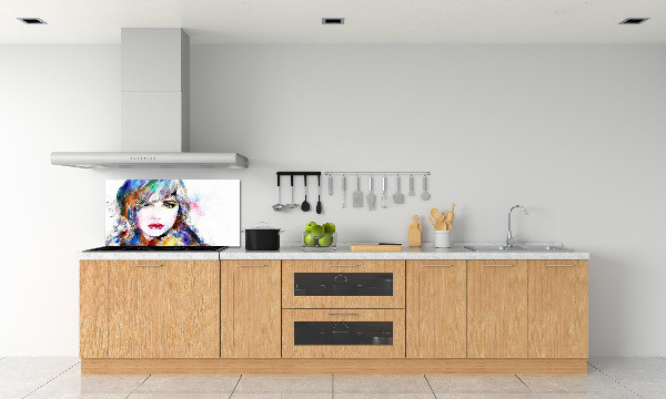 Glazen achterwand keuken Vrouwengezicht