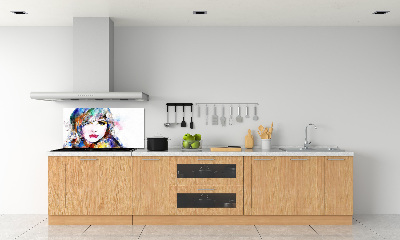 Glazen achterwand keuken Vrouwengezicht