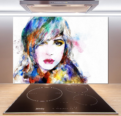 Glazen achterwand keuken Vrouwengezicht