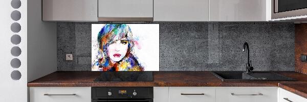 Glazen achterwand keuken Vrouwengezicht