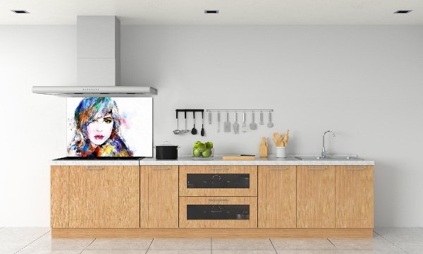 Glazen achterwand keuken Vrouwengezicht