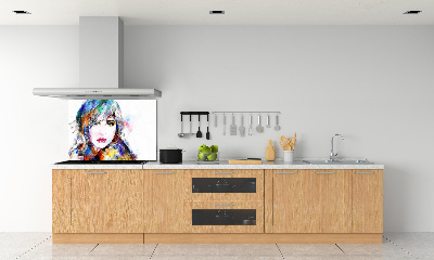 Glazen achterwand keuken Vrouwengezicht