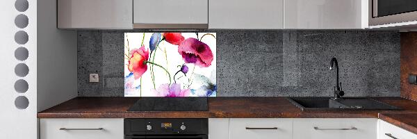 Achterwand keuken Klaprozen