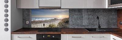 Spatscherm keuken Zonsondergang en duinen