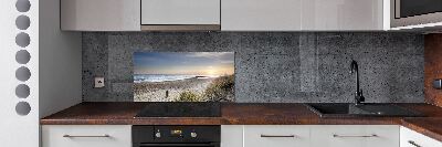 Spatscherm keuken Zonsondergang en duinen