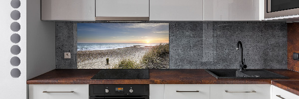 Spatscherm keuken Zonsondergang en duinen
