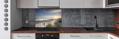 Spatscherm keuken Zonsondergang en duinen