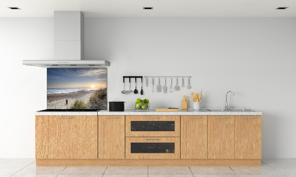 Spatscherm keuken Zonsondergang en duinen