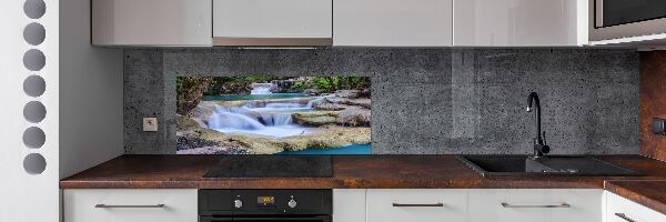 Glazen achterwand keuken Waterval in het bos