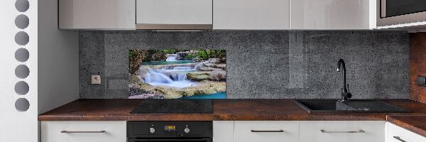 Glazen achterwand keuken Waterval in het bos