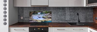 Glazen achterwand keuken Waterval in het bos