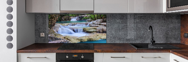 Glazen achterwand keuken Waterval in het bos