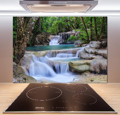 Glazen achterwand keuken Waterval in het bos