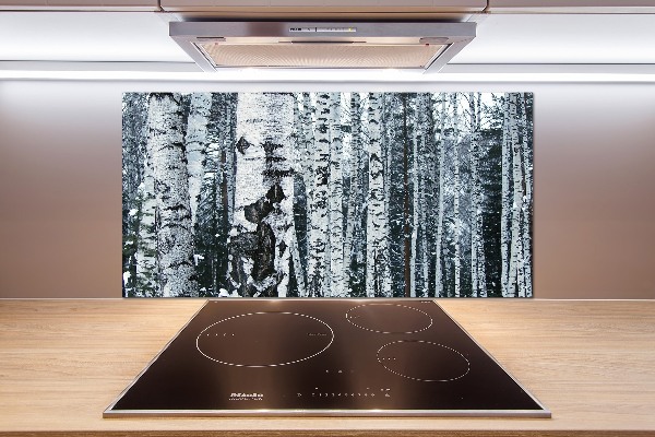 Glazen achterwand keuken Berkenbomen