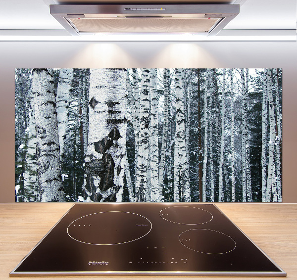 Glazen achterwand keuken Berkenbomen
