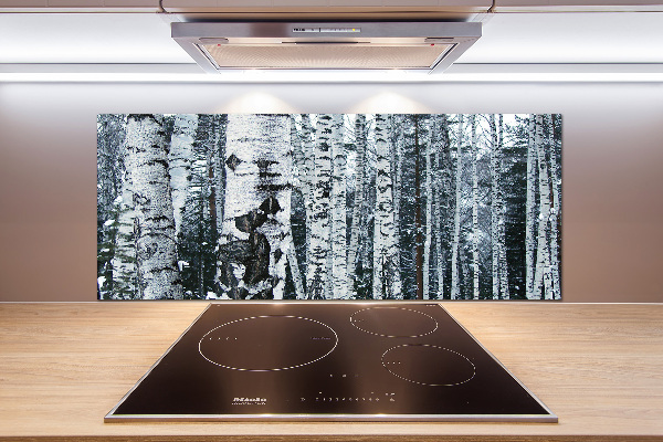 Glazen achterwand keuken Berkenbomen