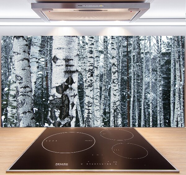 Glazen achterwand keuken Berkenbomen