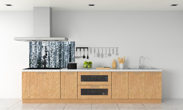 Glazen achterwand keuken Berkenbomen