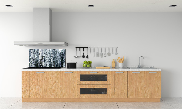 Glazen achterwand keuken Berkenbomen