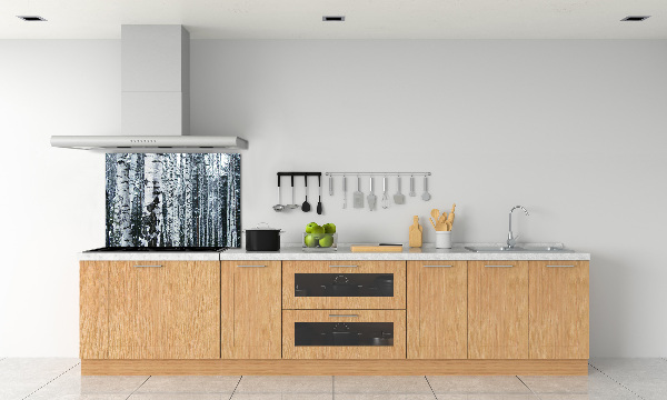 Glazen achterwand keuken Berkenbomen