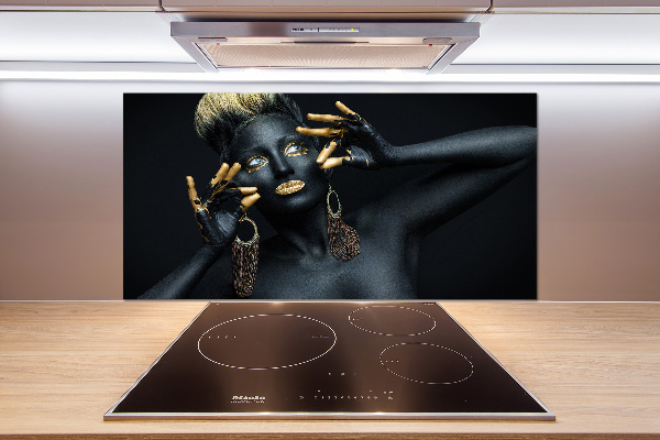 Glazen achterwand keuken Vrouw in het zwart