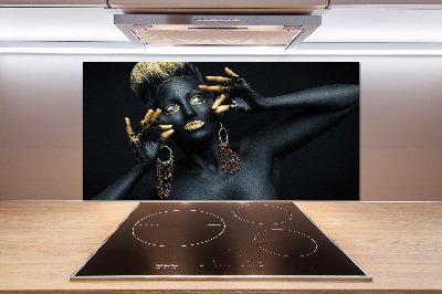 Glazen achterwand keuken Vrouw in het zwart