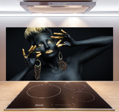 Glazen achterwand keuken Vrouw in het zwart