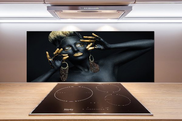 Glazen achterwand keuken Vrouw in het zwart