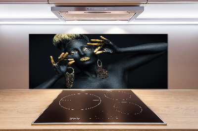 Glazen achterwand keuken Vrouw in het zwart