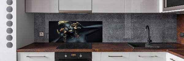 Glazen achterwand keuken Vrouw in het zwart
