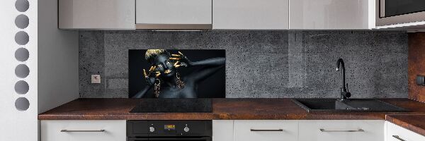 Glazen achterwand keuken Vrouw in het zwart