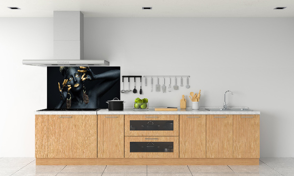 Glazen achterwand keuken Vrouw in het zwart