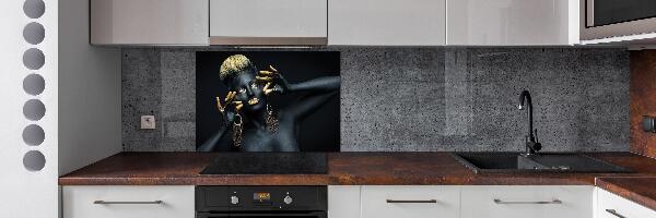 Glazen achterwand keuken Vrouw in het zwart