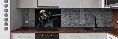 Glazen achterwand keuken Vrouw in het zwart