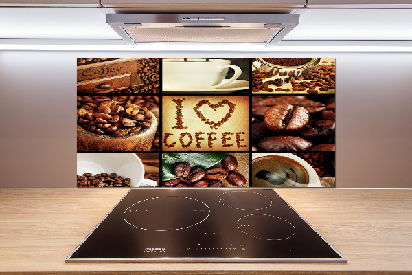 Glazen achterwand keuken Koffiecollage