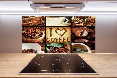 Glazen achterwand keuken Koffiecollage