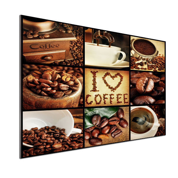 Glazen achterwand keuken Koffiecollage